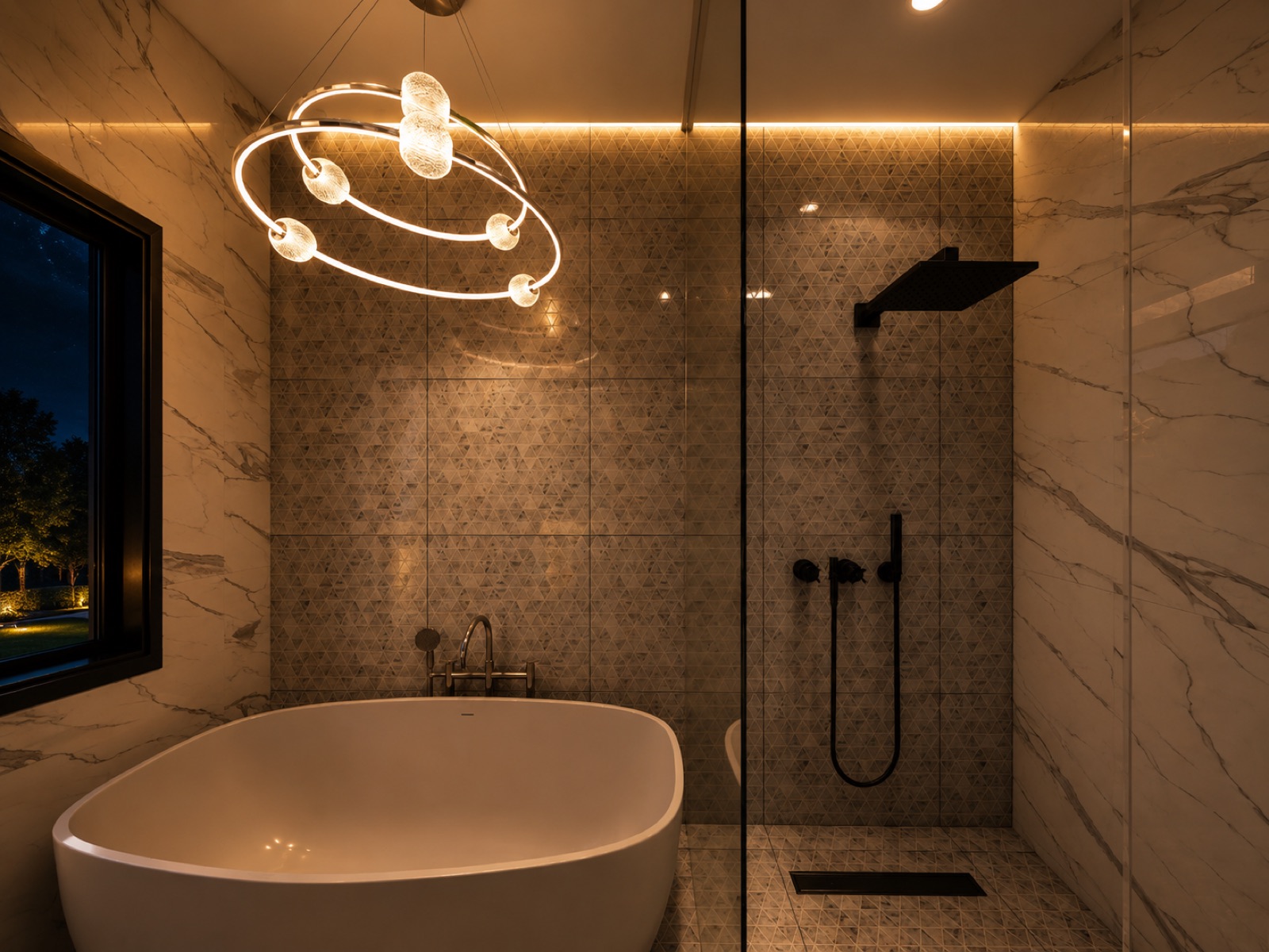The Meridian Collection — Master Bedroom Ensuite Bathroom Night